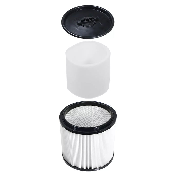 Wet & Dry Cartridge Filter + Foam Sleeve for Wickes 215735 288557 20L 1250W Vacuum Cleaner