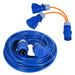 16A Extension Lead 14m Heavy Duty 240V 2.5mm Blue Power Cable + 2 x 16 Amp Splitter Kit