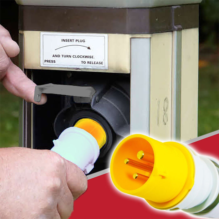 16A Extension Lead 14m 110V 2.5mm Heavy Duty Power Cable Cord 3-Pin 2P+E (Yellow)