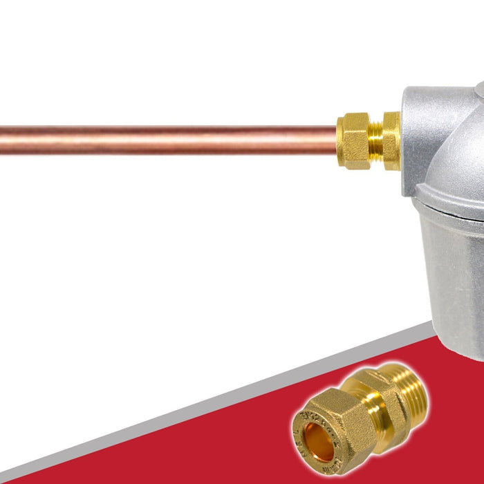 Compression Connector 10mm x 3/8" BSP Male Straight Brass Pipe Coupler Adaptor Fitting (Pack of 2)