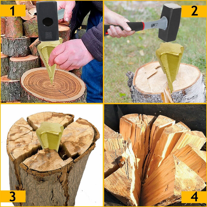 Log Splitting Hammer Kit (2KG / 4lb Lump Club Mallet + Wood Splitter Maul Wedges x 2)
