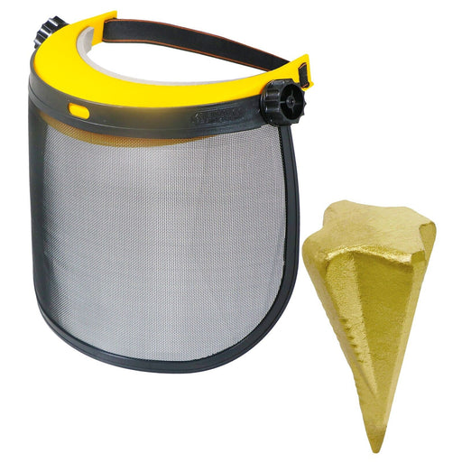 Log Splitter Face Shield Kit Wood Timber Splitting Log Wedge + Protective Mesh Visor Set