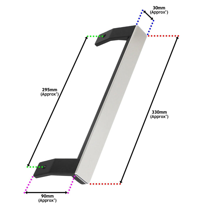 Door Handle Grab Bars for Beko CFP169 FFP167 Fridge Freezer 5907610700 (Silver / Black, 330mm, Pack of 2)