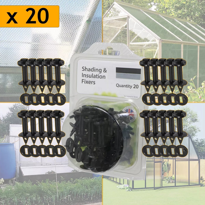 Greenhouse Insulation Shading Fixers Bubble Wrap PVC Plastic Frame Clips (Pack of 20)