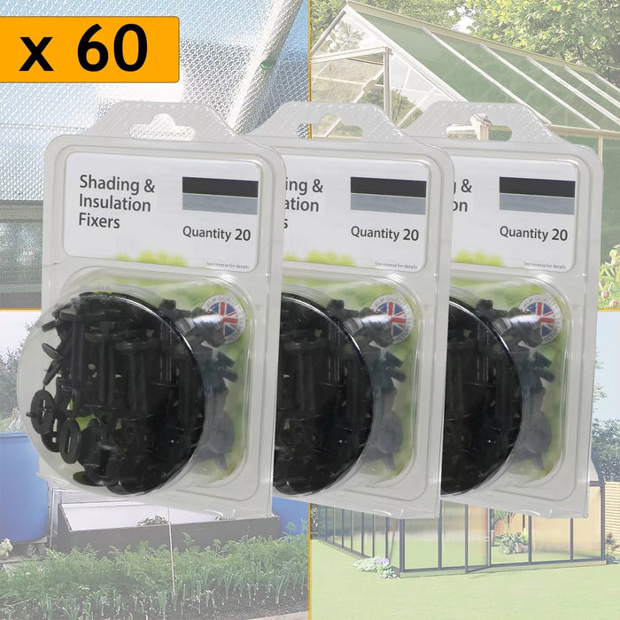 Greenhouse Insulation Shading Fixers Bubble Wrap PVC Plastic Frame Clips (Pack of 60)