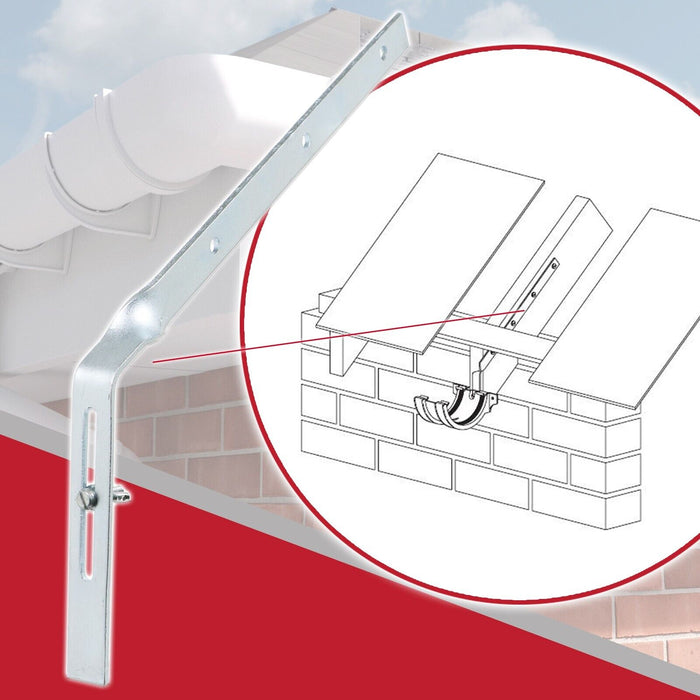 Gutter Side Rafter Bracket Universal Galvanised Steel Fascia Support Fixings (Pack of 10, 300mm)