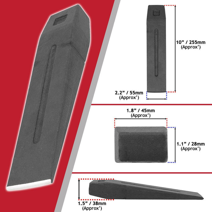 Log Splitter Chisel Wedge 2.5KG 6lb 10" Wood Splitting Maul + Adjustable Safety Goggles Kit