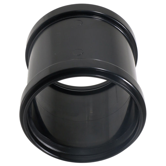 110mm 4" Soil Waste Pipe Double Socket Push Fit Straight Slip Coupler (Black)