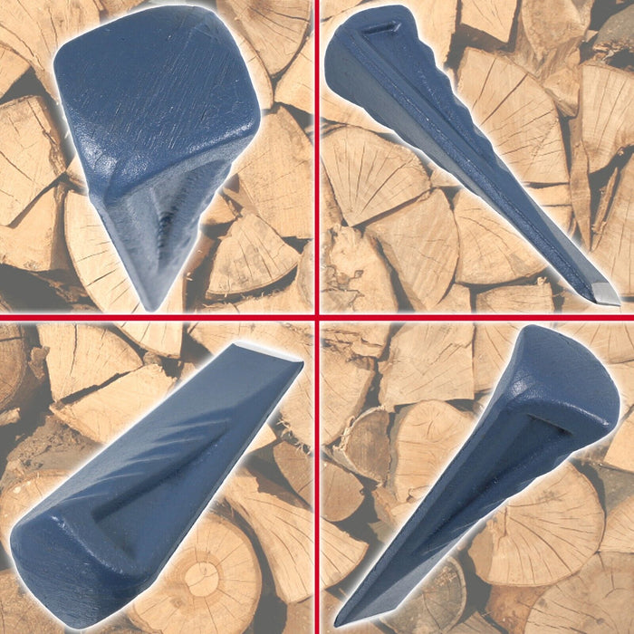 Twisted Log Splitter 2.5KG 9" Steel Wedge + 2KG Lump Sledge Club Hammer Heavy Duty Kit