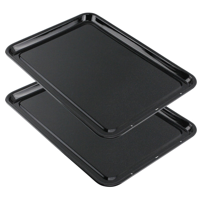 Enamel Oven Baking Tray Large Sheet Raised Shallow Non Stick Pan 417 x 300mm x 2
