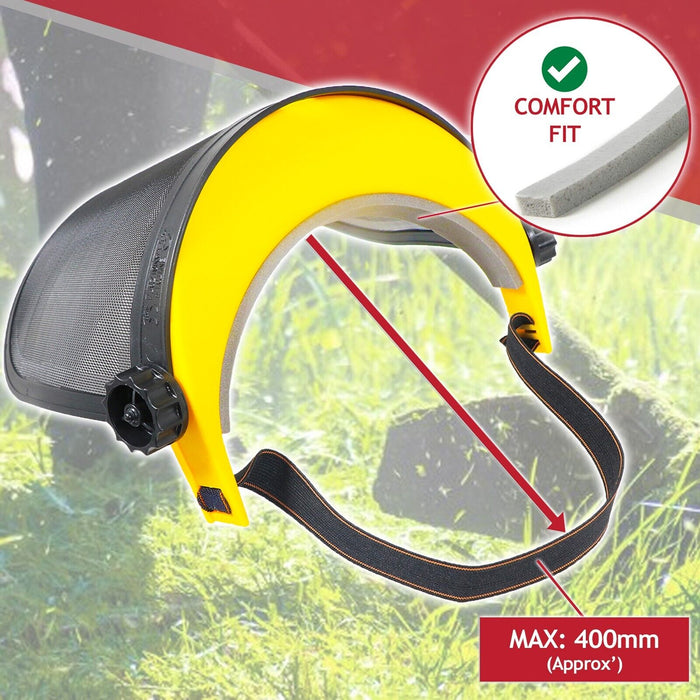 Full Face Protective Shield Strimming Trimming Chainsaw Garden Metal Mesh Visor (One Size, Adjustable Headband)