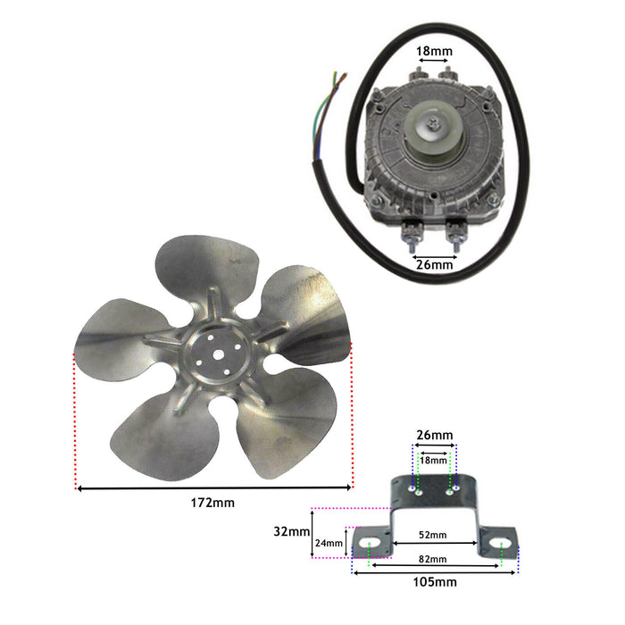 Fridge Fan Motor + Mounting Bracket 5W Kit Universal Refrigerator Freezer