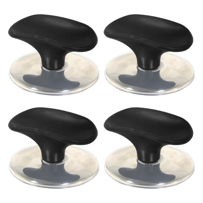 Universal Pan Lid Handle 60mm / 6cm Saucepan Slow Cooker Steamer Pot Knobs (Black / Chrome Silver, Pack of 4)