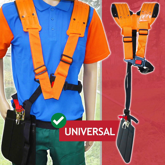 Double Harness for Flymo Brushcutter Strimmer Trimmer Heavy Duty Padded Support (One Size)
