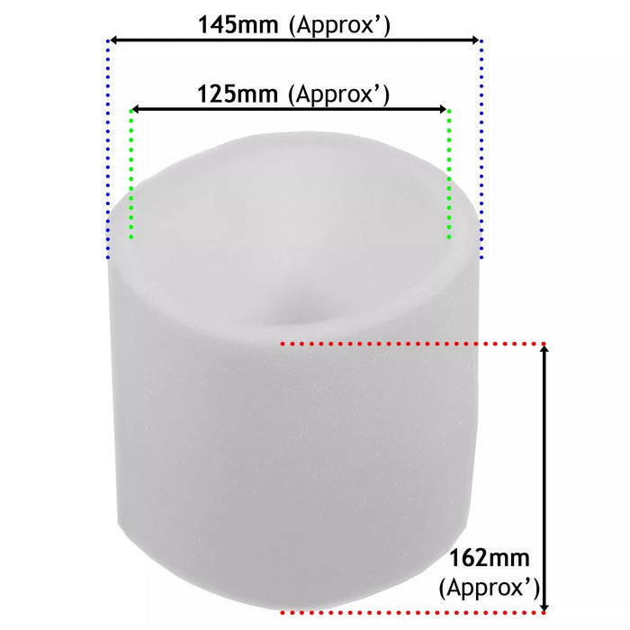 Wet & Dry Cartridge Filter + Foam Sleeve for Wickes 20L 215735 288557 1250W Vacuum Cleaner