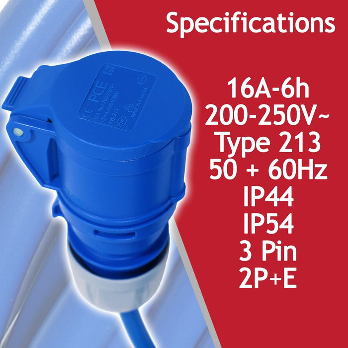 16A Extension Lead 14m 240V 1.5mm Extra Long Power Cable Cord 3-Pin 2P+E (Blue)