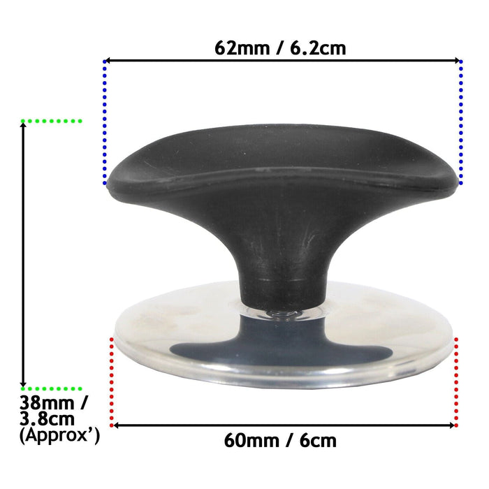 Universal Pan Lid Handle 6cm Saucepan Slow Cooker Steamer Pot Knobs (Black / Chrome Silver, Pack of 4)