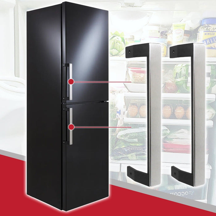 Door Handle Grab Bars for Beko CFP169 FFP167 Fridge Freezer 5907610700 (Silver / Black, 330mm, Pack of 2)