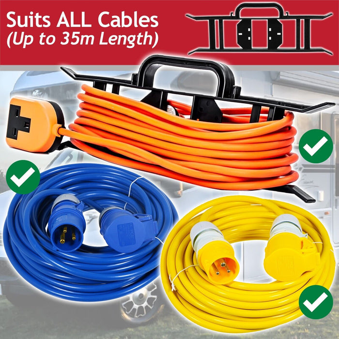 Caravan Cable Tidy Frame H Bracket Motorhome Extension Power Lead Wire Storage Winder (360mm x 125mm)