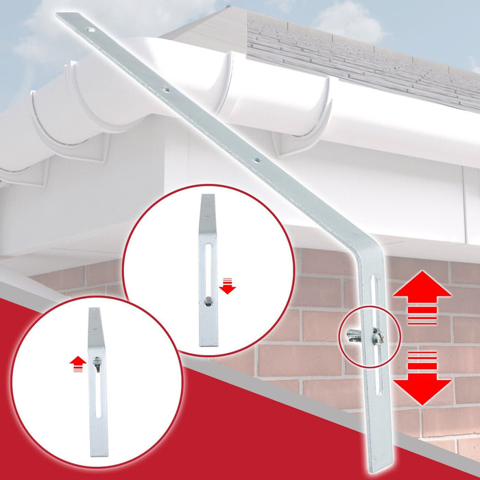 Gutter Top Rafter Bracket Universal Galvanised Steel Fascia Support Fixings (Pack of 5, 300mm)