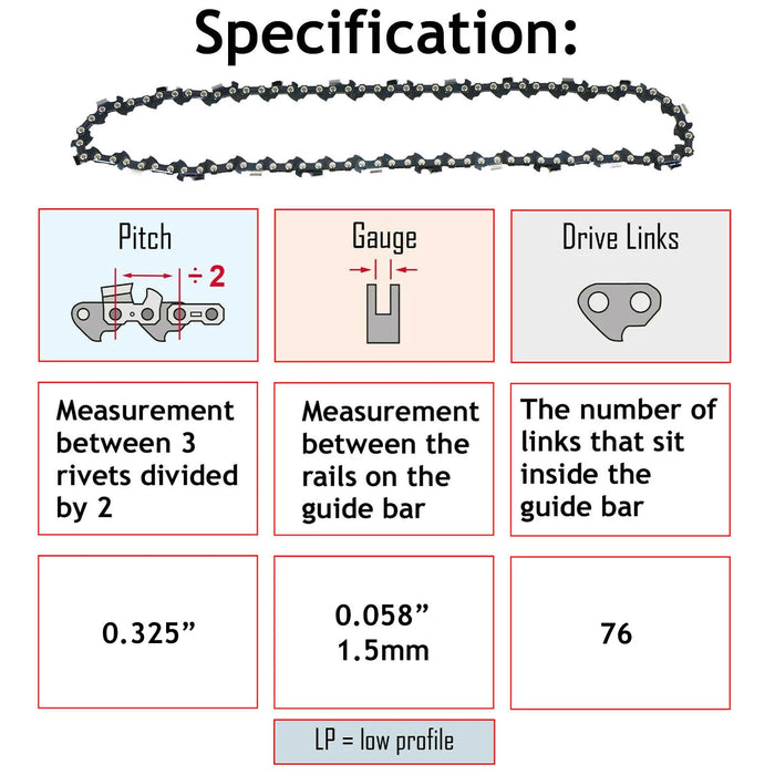Chainsaw Chain for Husqvarna 36 42 55 140 339XP EL1500 20" .325 .058 1.5mm 76DL