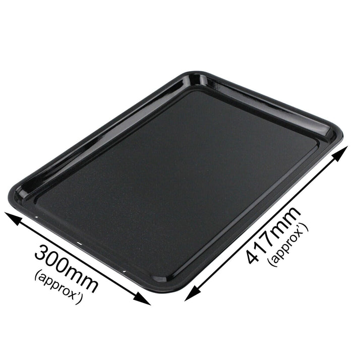 Enamel Oven Baking Tray Large Sheet Raised Shallow Non Stick Pan 417 x 300mm x 2