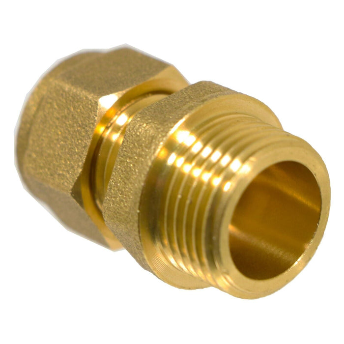 Compression Connector 10mm x 3/8" BSP Male Straight Brass Pipe Coupler Adaptor Fitting (Pack of 10)