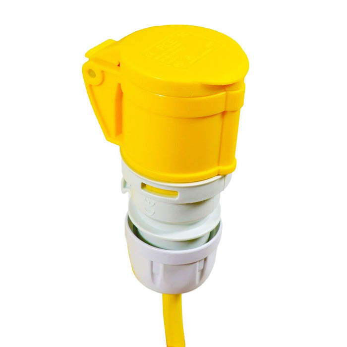 110V Extension Lead 14m 16A 1.5mm Extra Long Outdoor Construction Site Generator Cable (Yellow)