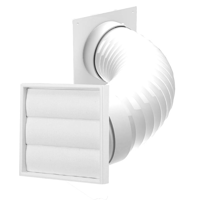 Air Conditioning External Vent Kit 4" 5" 6" 100mm 125mm 150mm Universal Exterior Wall Duct Set (White)