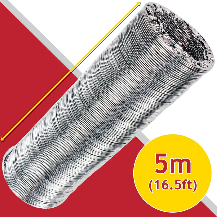 5m Aluminium Flexible Vent Hose Exhaust Pipe for Bush Tumble Dryer 4" / 100mm Diameter