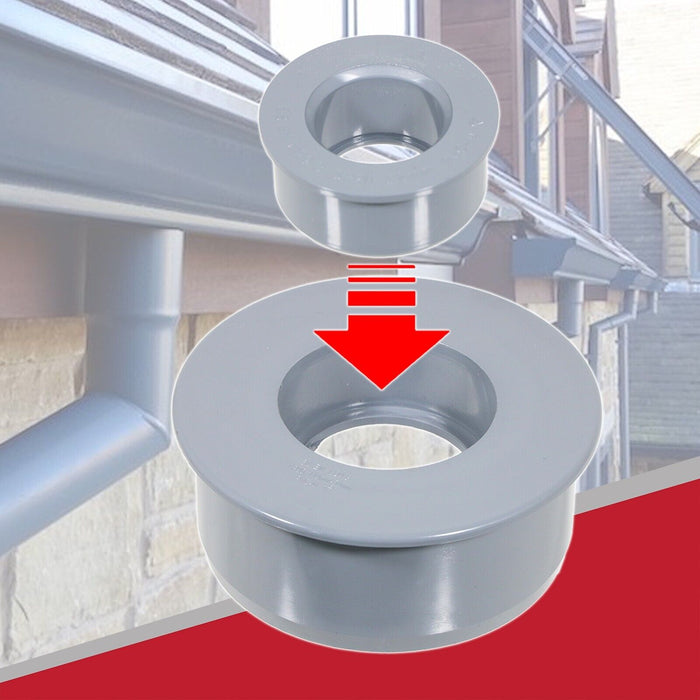 110mm Soil Pipe Reducer + 32mm Boss Adaptor Solvent Waste Push Fit Seal Kit (Grey)