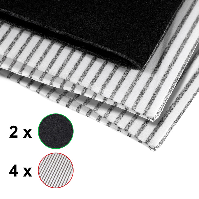 Universal Cooker Hood Grease & Odour Filter Kit for Kitchen Extractor Fan Vent (4 Grease + 2 Odour Filters)