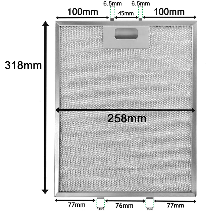 Metal Mesh Filter for Select Makes of Cooker Hood / Extractor Fan Vent (Pack of 2 Filters, Silver, 318 x 258 mm)