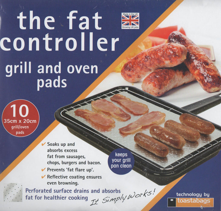 10 x THE FAT CONTROLLER Grill Pan & Oven Protective Grease Absorbant Tray Pads