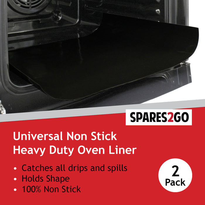 Universal Teflon Oven Cooker Liner Non Stick Heavy Duty Lining Pack of 2 Liners Black