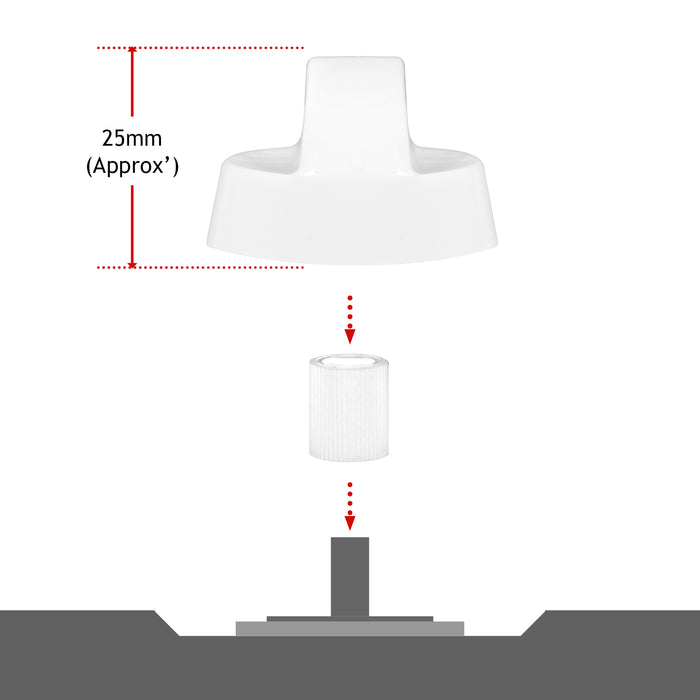 UNIVERSAL White CONTROL KNOB & ADAPTORS for BEKO Cooker Oven Hob x 6