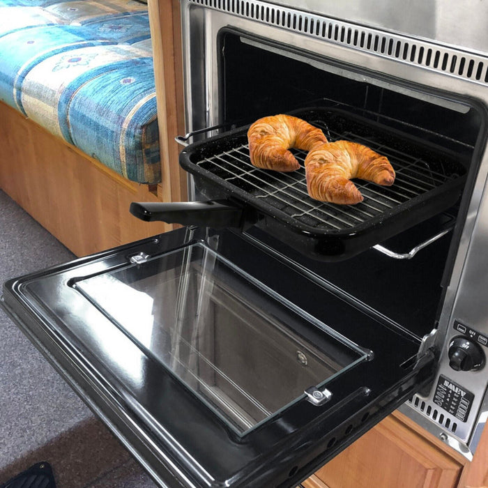 Small Square Grill Pan, Rack & Detachable Handle for Hotpoint Non-Stick (Black, 285 mm x 275 mm)