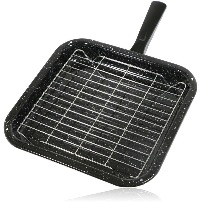Small Square Grill Pan, Rack & Detachable Handle for Stoves Non-Stick (Black, 285 mm x 275 mm)