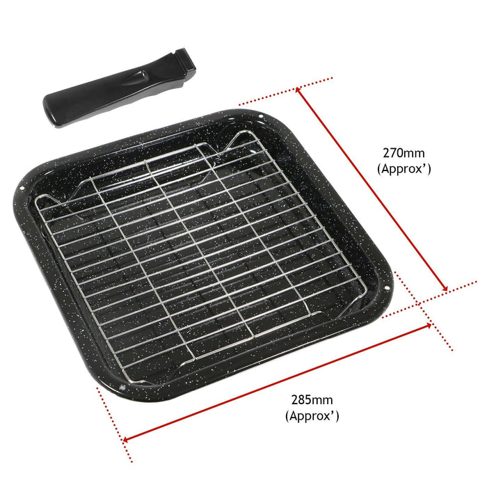 Small Square Grill Pan, Rack & Detachable Handle for Zanussi Non-Stick (Black, 285 mm x 275 mm)