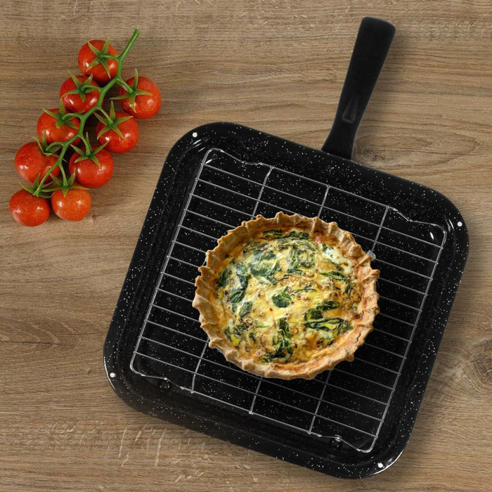 Small Square Grill Pan, Rack & Detachable Handle for Bush Non-Stick (Black, 285 mm x 275 mm)