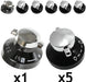 DIPLOMAT Gas Hob Oven Cooker Control Knobs Genuine (Black / Silver, Pack of 6)