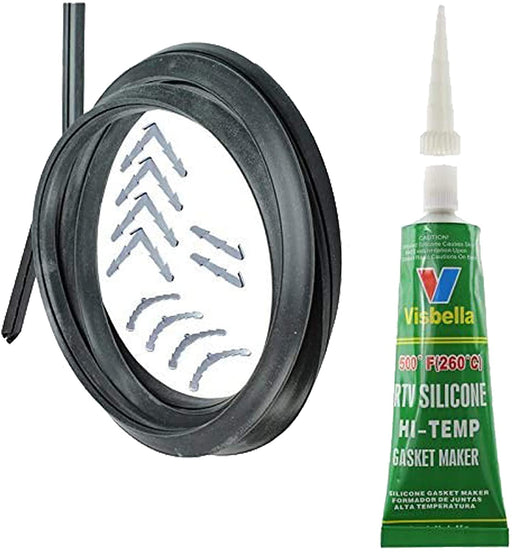 Door Seal + Silicone Glue for HOTPOINT INDESIT CREDA Oven Cooker 3m Cut to Size (3 & 4 sided, Rounded + 90º Clips)