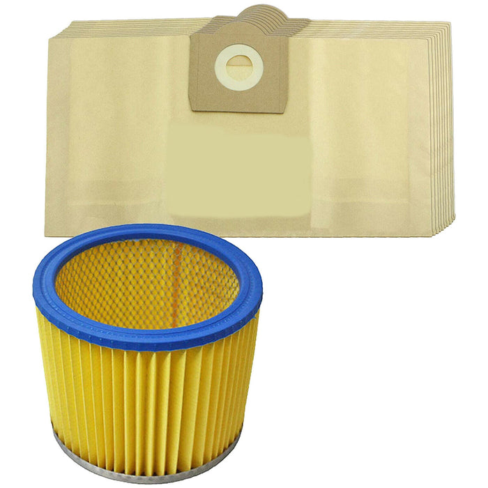 10 Bags & Filter Compatible with EARLEX Powervac Combivac WD1000 WD1100 WD1200P Vacuum Cleaner