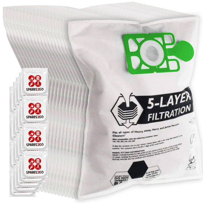 Bags for Numatic HENRY HETTY Vacuum Cleaner (Pack of 20 Bags + Fresheners)
