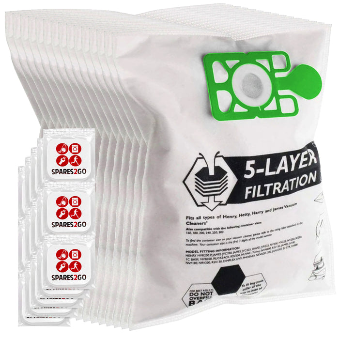 Bags for Numatic HENRY HVR200 HVX200 Vacuum Cleaner (Pack of 15 Bags + Fresheners)