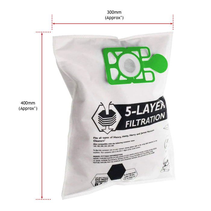 Bags for Numatic HENRY HETTY Vacuum Cleaner (Pack of 5 Bags)