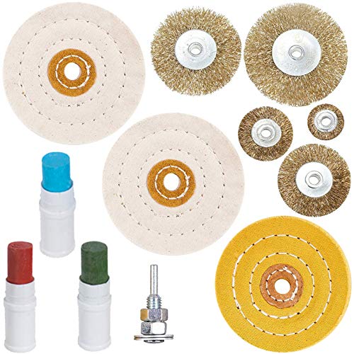 Metal Cleaning & Polishing Kit + 5 Piece Wire Brush Buffing Wheel Drill Set