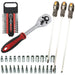 Extra Long 25cm Phillips Screwdriver + 27 Piece Ratchet Wrench + Socket Bit Set