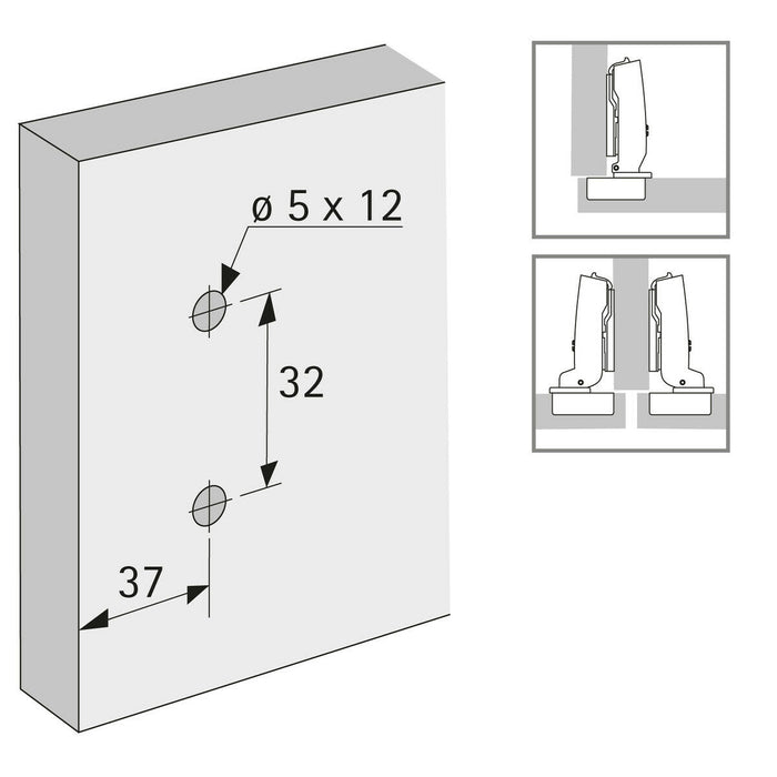 HETTICH Hinge Sensys 110 Non Self-Closing 52mm Obsidian Black + 5mm Mount Plate