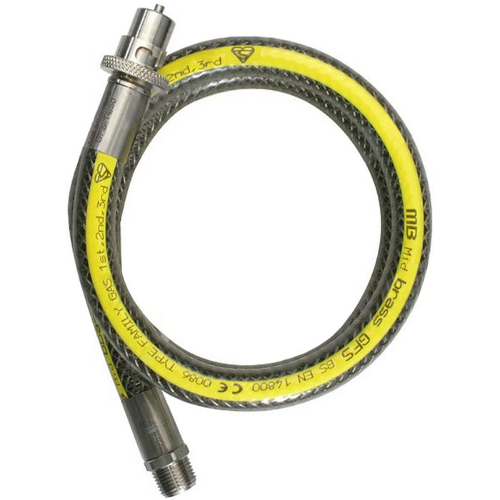 UNIVERSAL Oven Cooker Gas Supply Hose Pipe + PTFE Pipe Tape + Angled Connector (3ft 1/2 inch, Straight Bayonet, BS EN14800 CE)